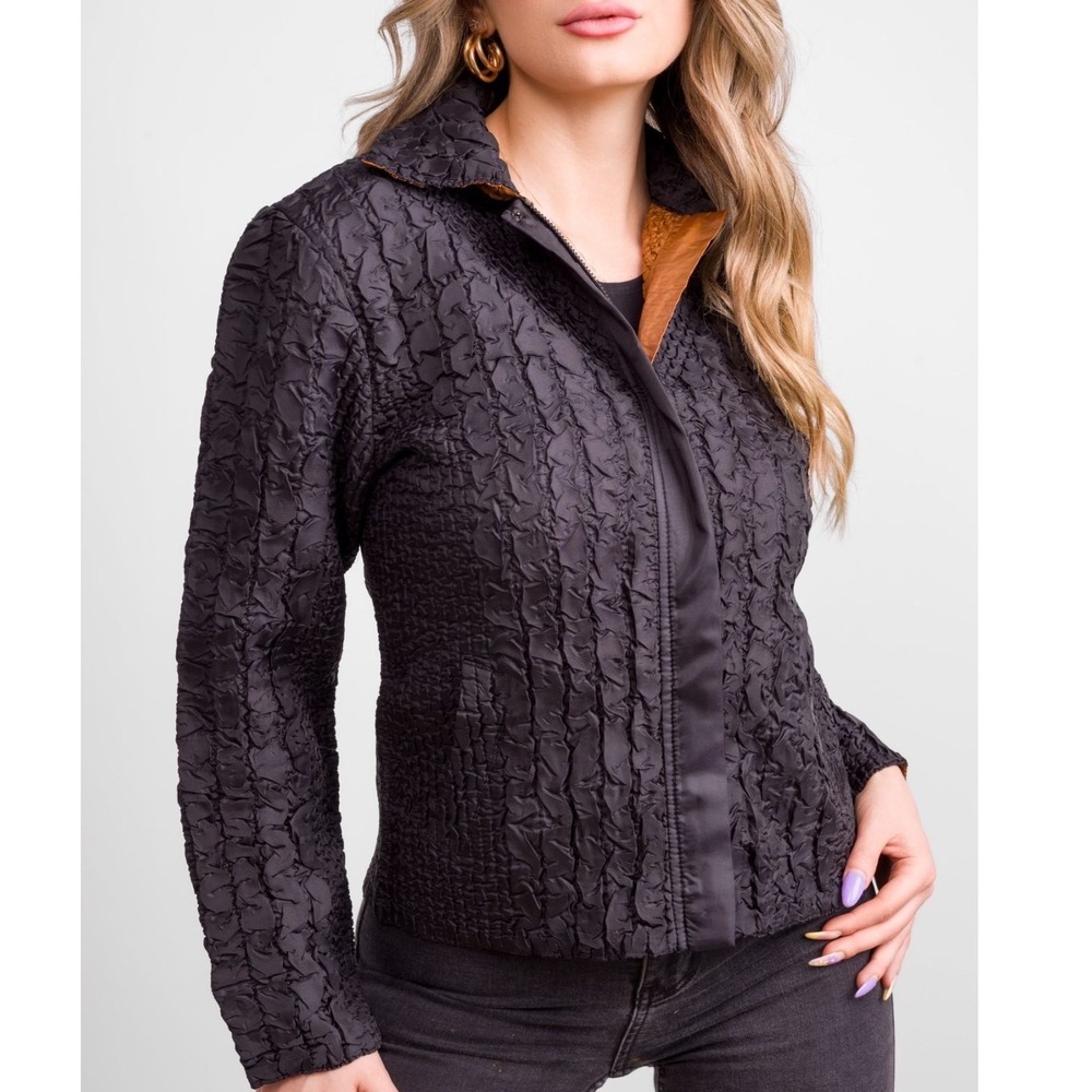 UBU Women's Reversible Crinkle Jacket Tank Set Black Full‎ Zip- Size XL